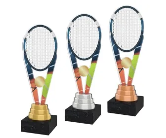 Akrylátová trofej ACUTM05 | Tenis Výška cm: 25, Barva: stříbro, Podstavec: bílý