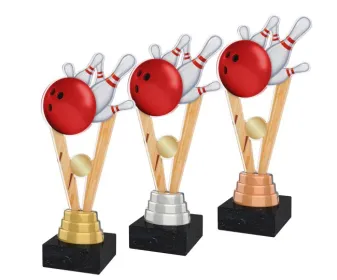Akrylátová trofej ACUTM06 | Bowling Výška cm: 24, Barva: stříbro, Podstavec: černý