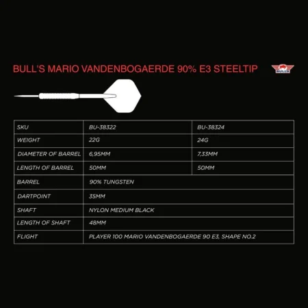 Bull's NL Šipky Steel Mario Vandenbogaerde - E3 - 22g
