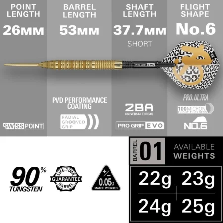 Target - darts Šipky Steel Bolide Envy 01 - Swiss Point - 22g