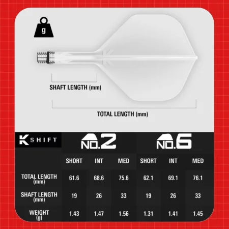 Target - darts Letky K-Shift - No2 - Short - White TRG410543