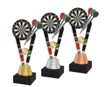 Akrylátová trofej ACUTM27 | Šipky Výška cm: 25, Barva: bronz, Podstavec: bílý