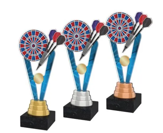 Akrylátová trofej ACUTM28 | Šipky Výška cm: 24, Barva: bronz, Podstavec: černý