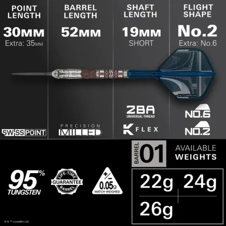 Target - darts Šipky Steel Star Wars - Mandalorian - Swiss Point - 22g