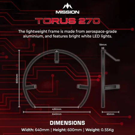 Mission Torus 270 Light - osvětlení sisalového terče - USB-C - Black