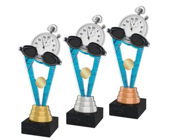 Akrylátová trofej ACUTM38 | Plavání Výška cm: 25, Barva: bronz, Podstavec: černý