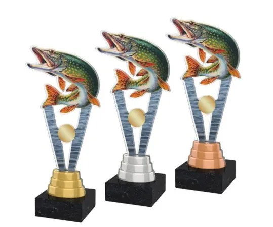 Akrylátová trofej ACUTM39 | Rybaření Výška cm: 26, Barva: bronz, Podstavec: bílý