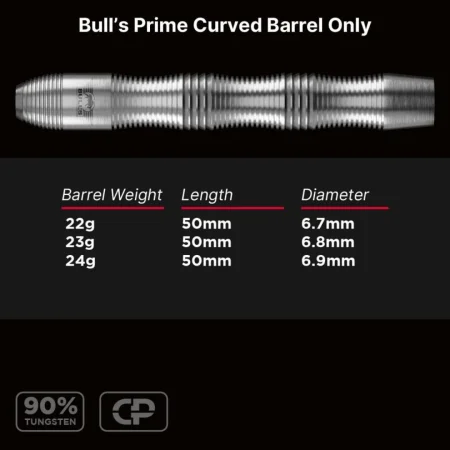 Bull's NL Šipky Steel Prime - Curved - CP - Barrels Only - 22g