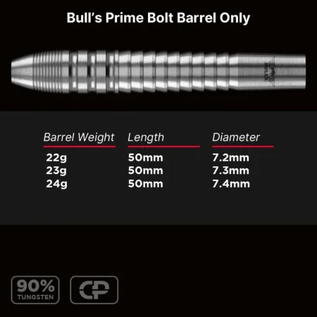 Bull's NL Šipky Steel Prime - Bolt - CP - Barrels Only - 22g