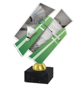 Akrylátová trofej ACZM06 | Badminton Výška cm: 19,5, Barva: zlato, Podstavec: bílý