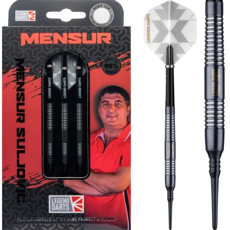 Legend Darts Šipky The Gentle - Mensur Suljovic - Black - 18g - Výprodej