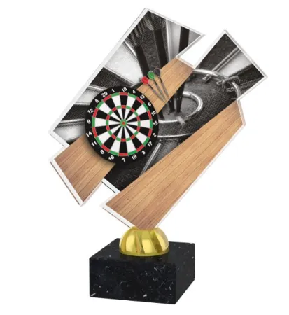 Akrylátová trofej ACZM12 | Šipky Výška cm: 21,5, Barva: zlato, Podstavec: černý