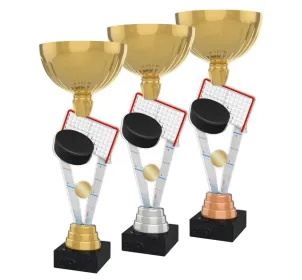Akrylátová trofej ACUPGOLD M02 | Hokej Výška cm: 33, Průměr cm: 12, Barva: stříbro, Podstavec: černý