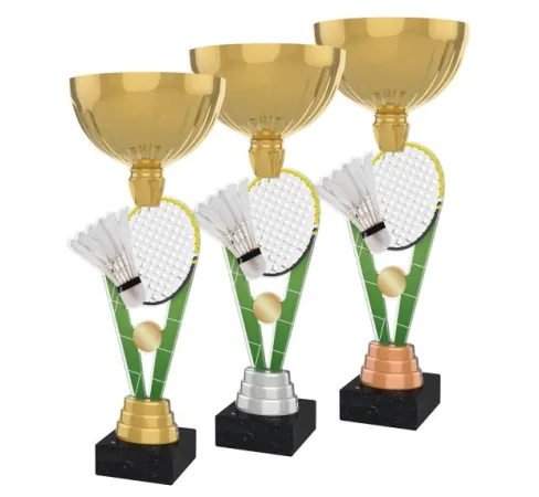 Akrylátová trofej ACUPGOLD M04 | Badminton Výška cm: 35, Průměr cm: 12, Barva: bronz, Podstavec: bílý