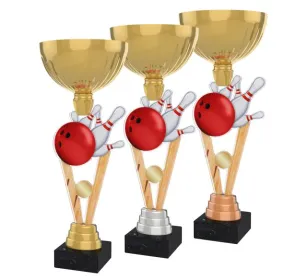 Akrylátová trofej ACUPGOLD M06 | Bowling Výška cm: 35, Průměr cm: 12, Barva: bronz, Podstavec: bílý