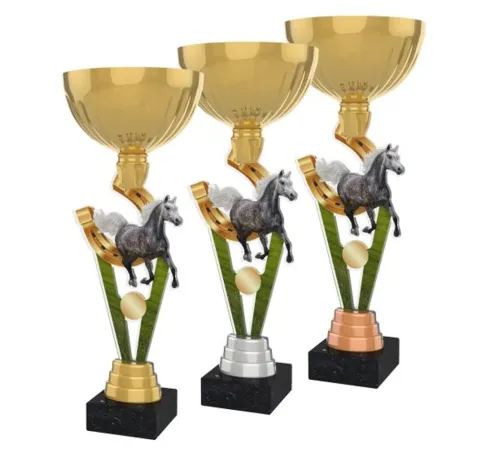 Akrylátová trofej ACUPGOLD M11 | Jezdectví Výška cm: 37, Průměr cm: 14, Barva: stříbro, Podstavec: černý