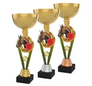 Akrylátová trofej ACUPGOLD M12 | Jezdectví Výška cm: 33, Průměr cm: 12, Barva: stříbro, Podstavec: bílý