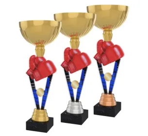 Akrylátová trofej ACUPGOLD M16 | Bojová umění Výška cm: 37, Průměr cm: 14, Barva: stříbro, Podstavec: bílý