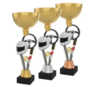 Akrylátová trofej ACUPGOLD M18 | Motorsport Výška cm: 37, Průměr cm: 14, Barva: stříbro, Podstavec: bílý