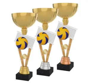 Akrylátová trofej ACUPGOLD M19 | Volejbal Výška cm: 35, Průměr cm: 12, Barva: stříbro, Podstavec: černý