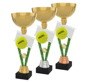 Akrylátová trofej ACUPGOLD M20 | Tenis Výška cm: 35, Průměr cm: 12, Barva: stříbro, Podstavec: bílý