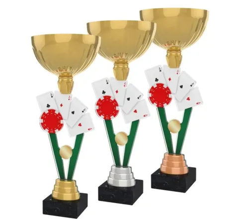 Akrylátová trofej ACUPGOLD M26 | Karty Výška cm: 37, Průměr cm: 14, Barva: bronz, Podstavec: černý