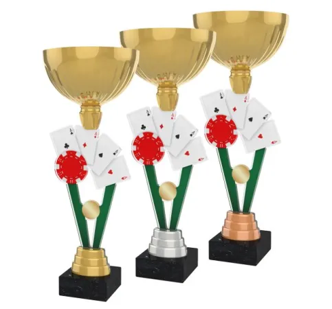 Akrylátová trofej ACUPGOLD M26 | Karty Výška cm: 37, Průměr cm: 14, Barva: bronz, Podstavec: černý