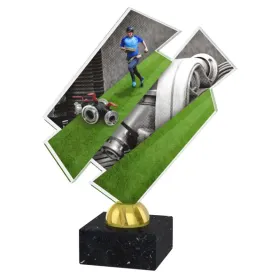 Akrylátová trofej ACZM21 | Hasiči Výška cm: 21,5, Barva: zlato, Podstavec: bílý