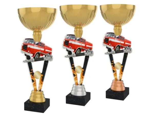 Akrylátová trofej ACUPGOLD M50 | Hasiči Výška cm: 35, Průměr cm: 12, Barva: stříbro, Podstavec: bílý