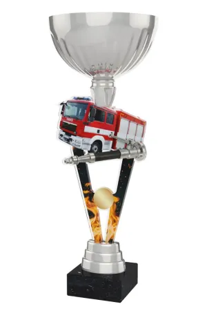 Akrylátová trofej ACUPSILVM54 | Hasiči Výška cm: 33, Průměr cm: 12, Podstavec: černý
