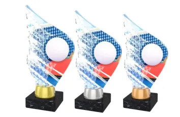 Akrylátová trofej AKEA0001M7 | Stolní tenis Výška cm: 18,5, Barva: zlato