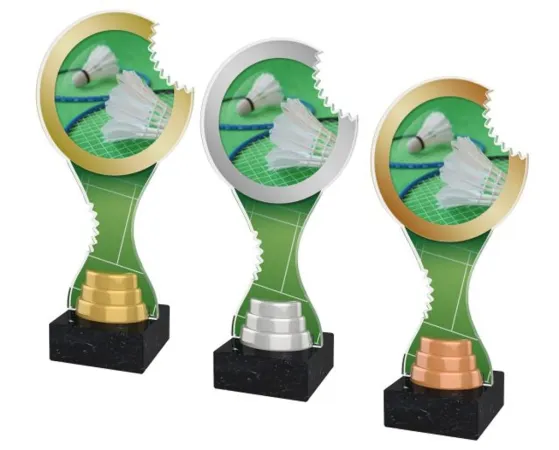 Akrylátová trofej ACBTM10 | Badminton Výška cm: 25, Barva: stříbro