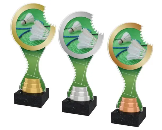 Akrylátová trofej ACBTM10 | Badminton Výška cm: 25, Barva: stříbro