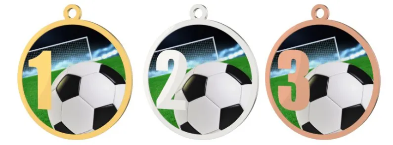 Medaile MDT0001M2 | Fotbal UV HQ tisk: cena s UV HQ tiskem, Barva: bronz, Stuha: ST6