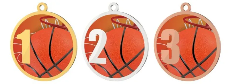 Medaile MDT0001M5 | Basketball UV HQ tisk: cena s UV HQ tiskem, Barva: zlato, Stuha: ST8