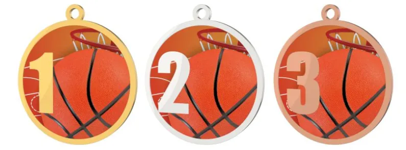 Medaile MDT0001M5 | Basketball UV HQ tisk: cena s UV HQ tiskem, Barva: zlato, Stuha: ST8