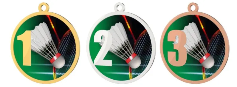 Medaile MDT0001M8 | Badminton UV HQ tisk: cena s UV HQ tiskem, Barva: zlato, Stuha: ST11