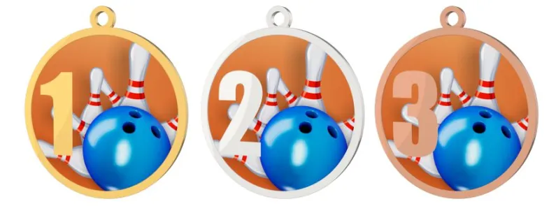 Medaile MDT0001M9 | Bowling UV HQ tisk: cena s UV HQ tiskem, Barva: bronz, Stuha: ST1