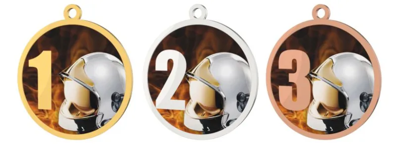 Medaile MDT0001M11 | Hasiči UV HQ tisk: cena s UV HQ tiskem, Barva: bronz, Stuha: ST8