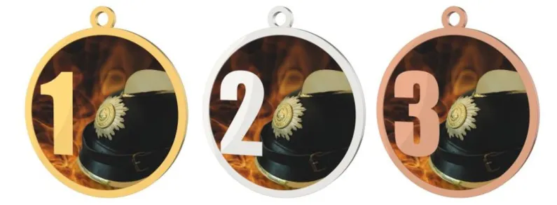 Medaile MDT0001M12 | Hasiči UV HQ tisk: cena s UV HQ tiskem, Barva: zlato, Stuha: ST5