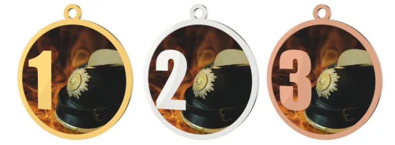 Medaile MDT0001M12 | Hasiči UV HQ tisk: cena s UV HQ tiskem, Barva: zlato, Stuha: ST5