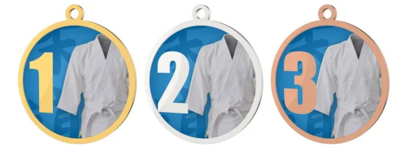 Medaile MDT0001M14 | Bojová umění UV HQ tisk: cena s UV HQ tiskem, Barva: stříbro, Stuha: ST14