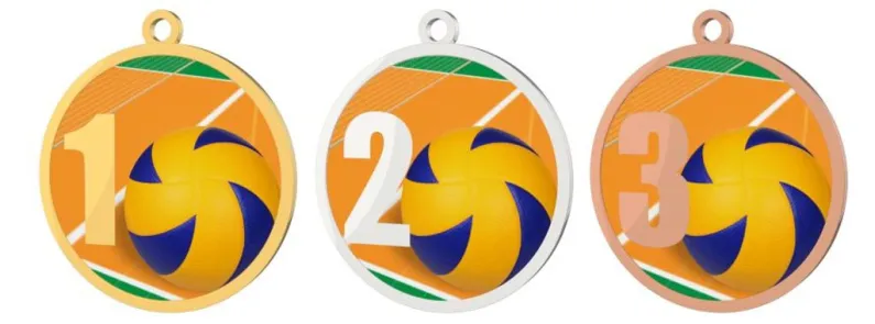 Medaile MDT0001M17 | Volejbal UV HQ tisk: cena s UV HQ tiskem, Barva: stříbro, Stuha: ST10