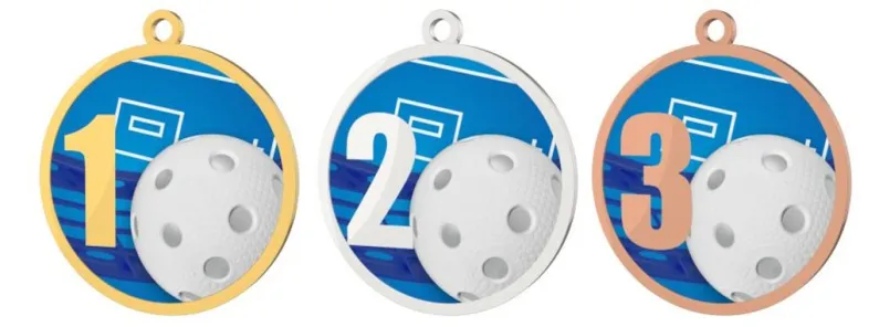 Medaile MDT0001M18 | Florbal Barva: stříbro, Stuha: ST17