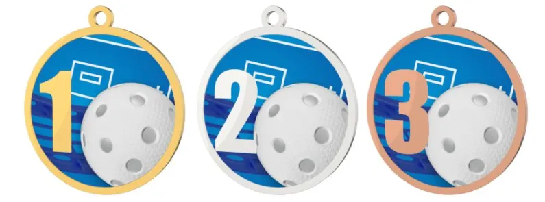 Medaile MDT0001M18 | Florbal Barva: stříbro, Stuha: ST17