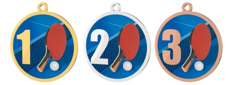 Medaile MDT0001M19 | Stolní tenis UV HQ tisk: cena s UV HQ tiskem, Barva: stříbro, Stuha: ST8
