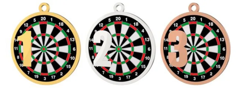 Medaile MDT0001M20 | Šipky UV HQ tisk: cena s UV HQ tiskem, Barva: stříbro, Stuha: ST14