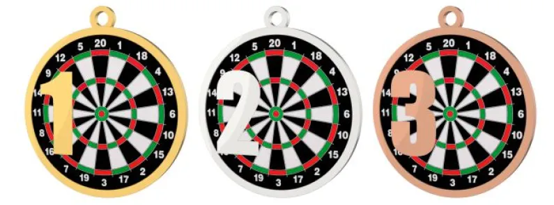 Medaile MDT0001M20 | Šipky UV HQ tisk: cena s UV HQ tiskem, Barva: stříbro, Stuha: ST14