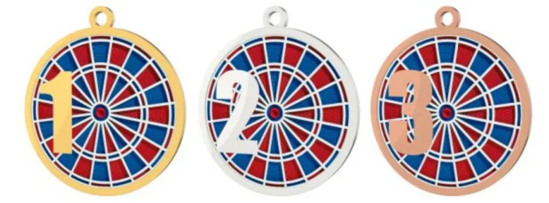 Medaile MDT0001M21 | Šipky UV HQ tisk: cena s UV HQ tiskem, Barva: zlato, Stuha: ST5