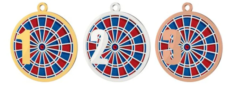 Medaile MDT0001M21 | Šipky UV HQ tisk: cena s UV HQ tiskem, Barva: zlato, Stuha: ST5